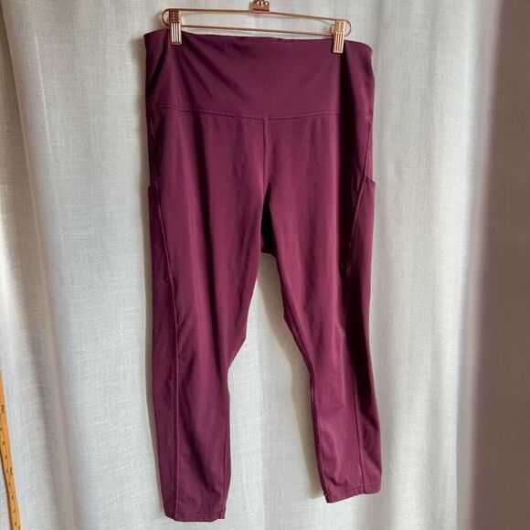 Athleta Ultimate Stash Pocket 7/8 Tights Leggings Deep Burgundy 1X High Rise - Picture 2 of 14